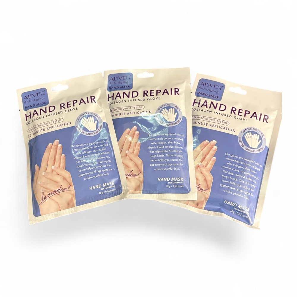AL’IVER Anti-Aging Hand Repair Collagen Infused Gloves Set of 3 NIP